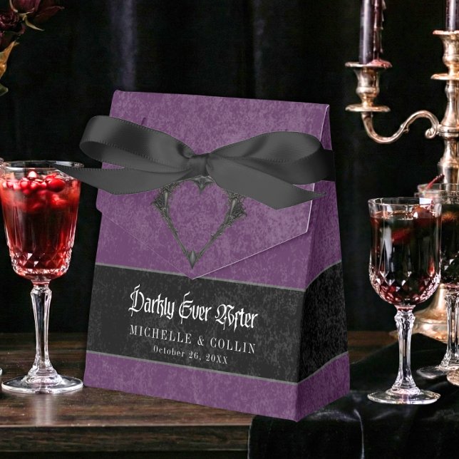Gothic Raven Purple Darkly Ever After Wedding Favor Boxes (Creator Uploaded)