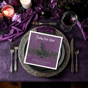 Gothic Raven Purple Darkly Ever After Wedding Napkins