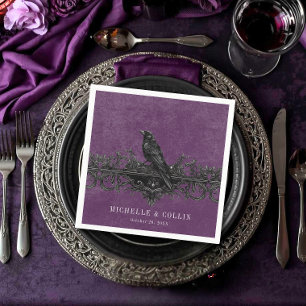 Gothic Raven Purple Darkly Ever After Wedding Napkins