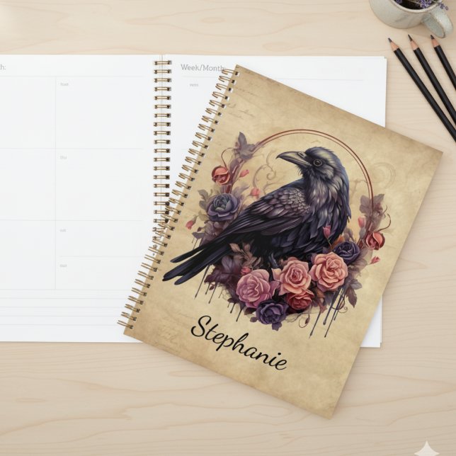 Gothic Raven Rose Dark Academia Planner (Gothic raven daily planner)