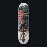 Gothic Raven & Roses Skateboard<br><div class="desc">Gothic Raven & Roses Skateboard design.
Thank you for shopping my store.
All My Love, 
Fluid And Digital,  Dotted & Graphic Arts</div>
