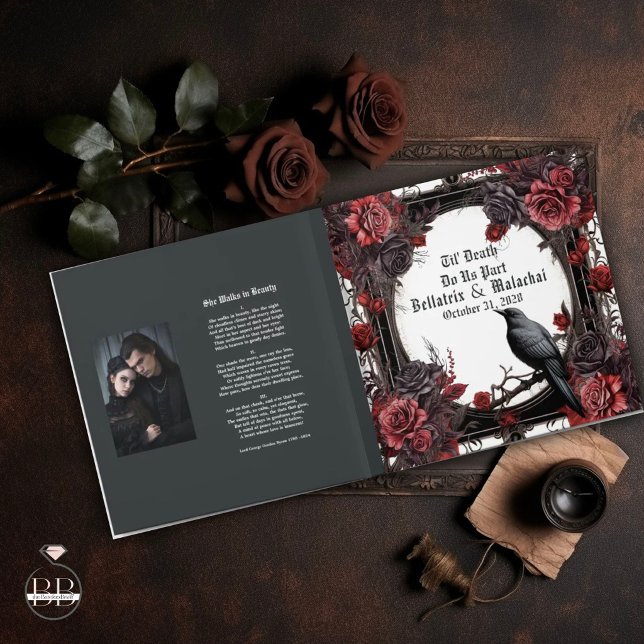 Gothic Raven Rosewood Wedding Guest Book (Creator Uploaded)