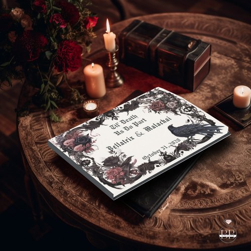 Gothic Raven Rosewood Wedding Guest Book