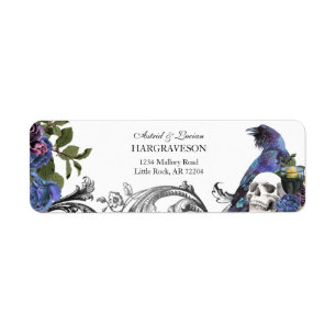 Gothic Raven & Skull Purple Return Address Label