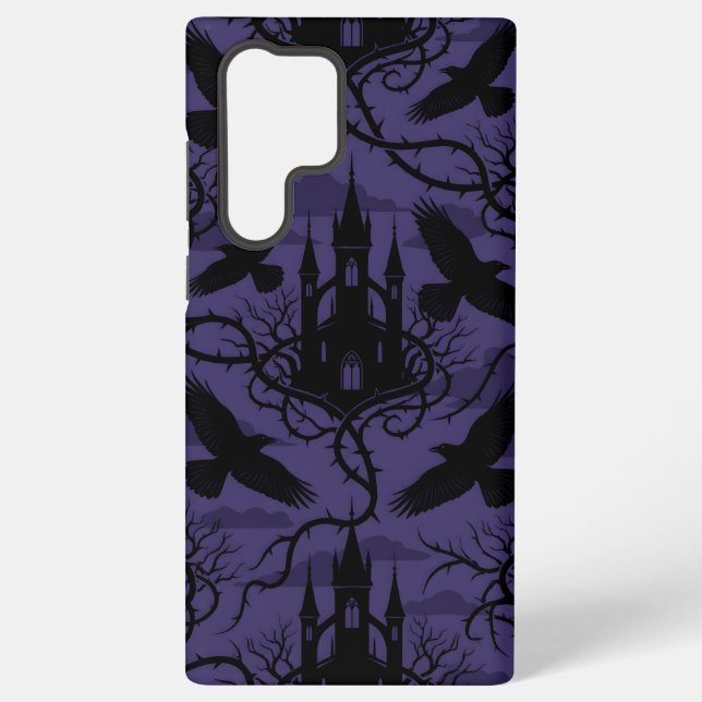 Gothic Raven & Thorn Castle Pattern Phone Case (Back)