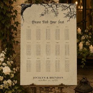 Gothic Raven Tree Black Tan Wedding Seating Foam Board