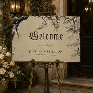 Gothic Raven Tree Black Tan Wedding Welcome Foam Board