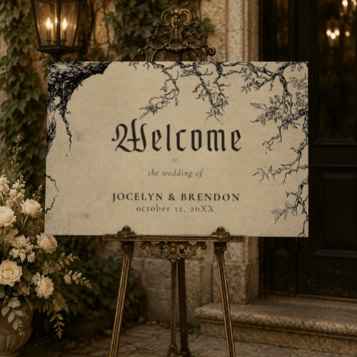 Gothic Raven Tree Black Tan Wedding Welcome Foam Board