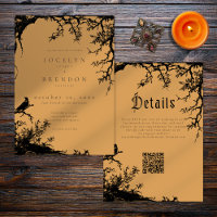 Gothic Raven Tree Engraving Black Orange Wedding