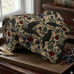 Gothic Raven Vintage Floral Wedding Neck Tie