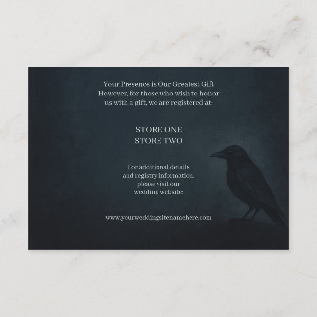 Gothic Raven Wedding Detail  Enclosure Card (Back)