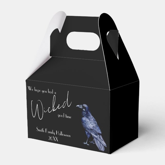 Gothic Raven Wicked Good Time Halloween Party Favor Boxes (Front Side)