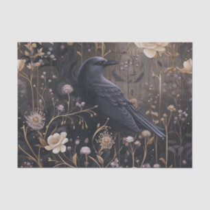 Gothic Raven with Flowers Vintage Halloween Tissue Paper