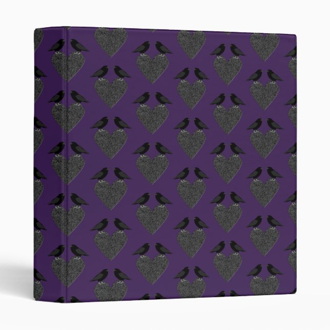 Gothic Ravens and Black Heart 3 Ring Binder (Front/Spine)