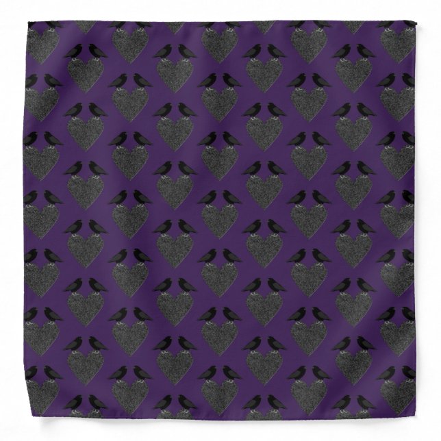 Gothic Ravens and Black Heart Bandana (Front)