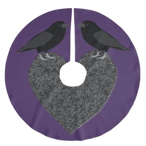 Gothic Ravens and Black Heart Brushed Polyester Tree Skirt