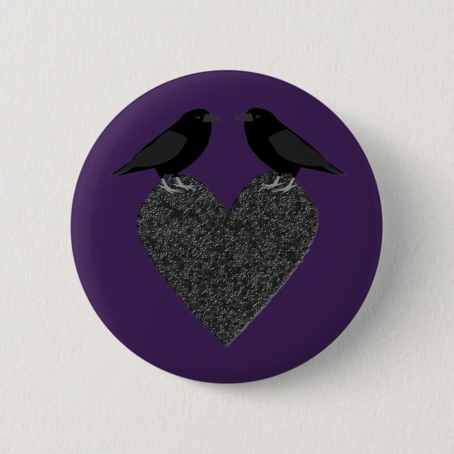 Gothic Ravens and Black Heart Button (Front)