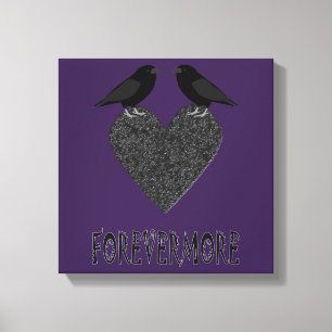 Gothic Ravens and Black Heart Canvas Print