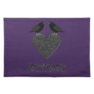 Gothic Ravens and Black Heart Cloth Placemat