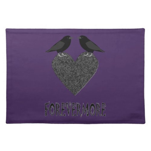 Gothic Ravens and Black Heart Cloth Placemat