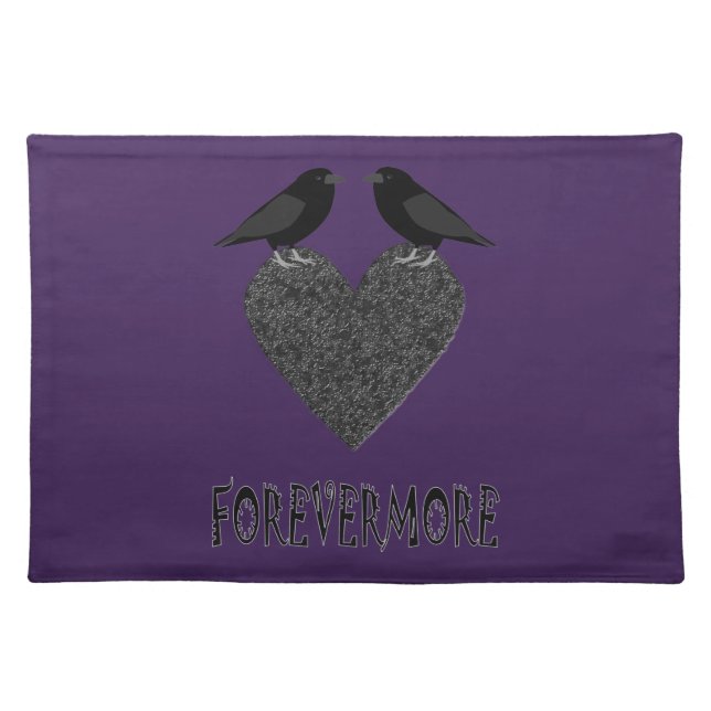 Gothic Ravens and Black Heart Cloth Placemat (Front)