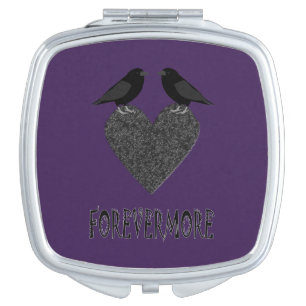 Gothic Ravens and Black Heart Compact Mirror