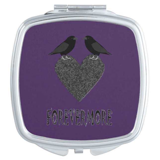 Gothic Ravens and Black Heart Compact Mirror (Front)
