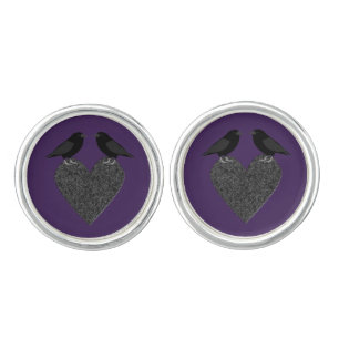 Gothic Ravens and Black Heart Cufflinks