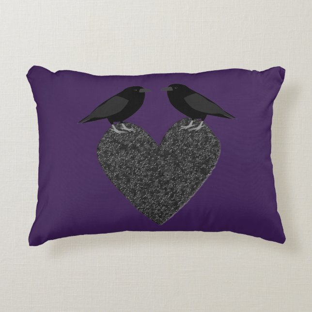 Gothic Ravens and Black Heart Custom Accent Pillow (Front)
