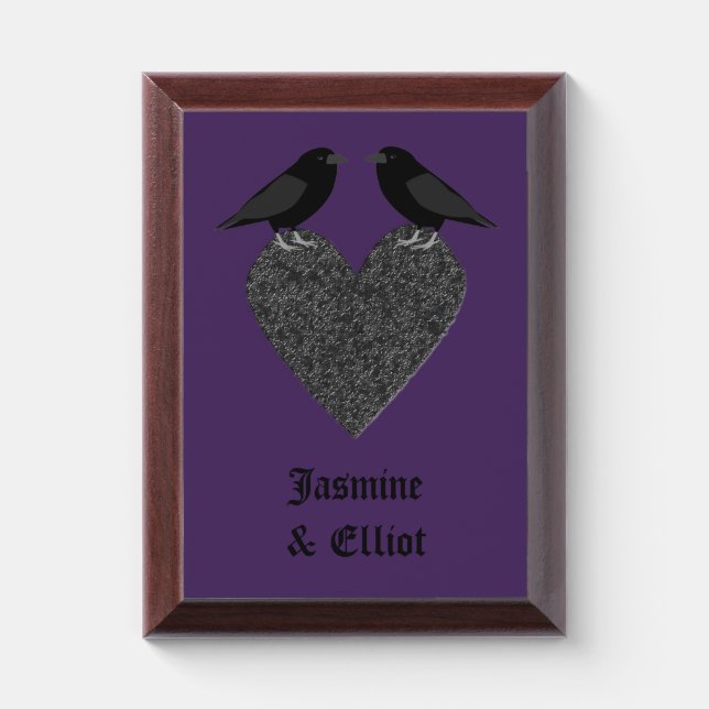 Gothic Ravens and Black Heart Custom Award Plaque (Vertical)