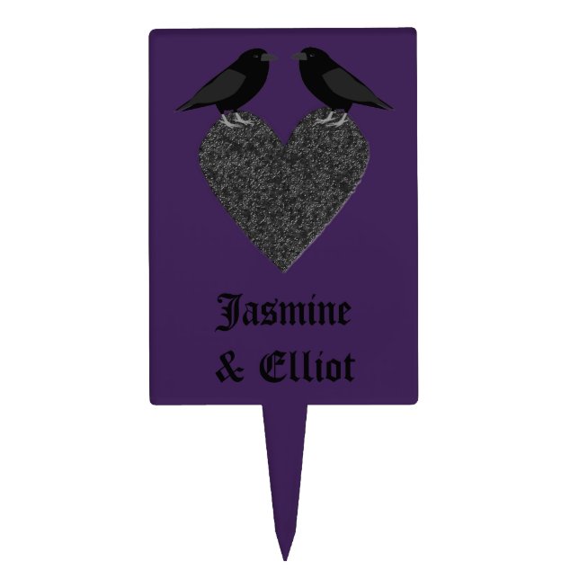 Gothic Ravens and Black Heart Custom Cake Topper (Front)
