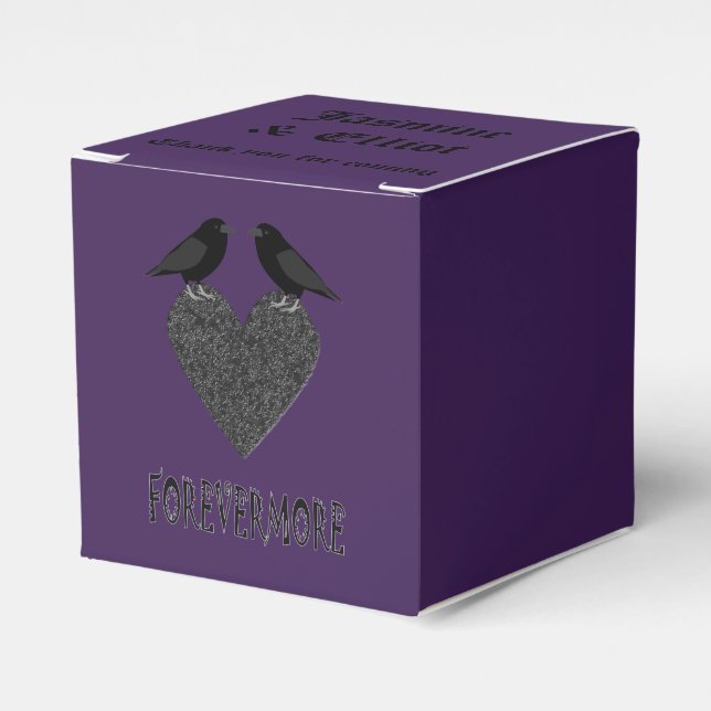 Gothic Ravens and Black Heart Custom Favor Boxes (Front Side)