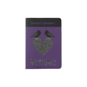 Gothic Ravens and Black Heart Custom Passport Holder