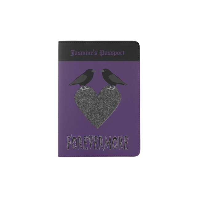 Gothic Ravens and Black Heart Custom Passport Holder (Front)