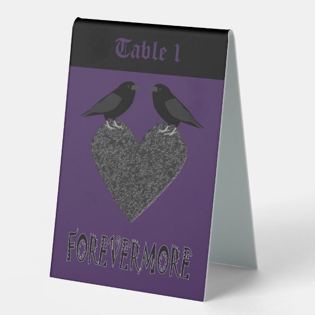 Gothic Ravens and Black Heart Custom Table Tent (Front)