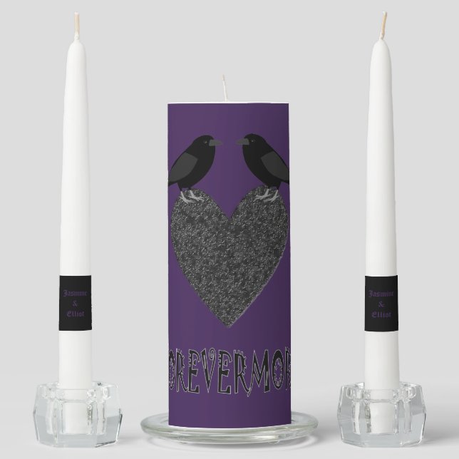 Gothic Ravens and Black Heart Custom Unity Candle Set (Front)