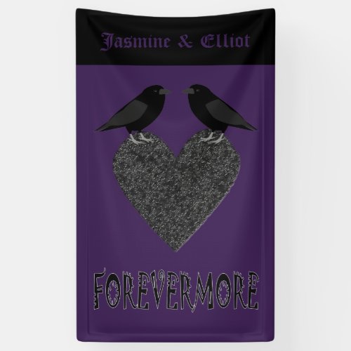 Gothic Ravens and Black Heart Custom Wedding Banner