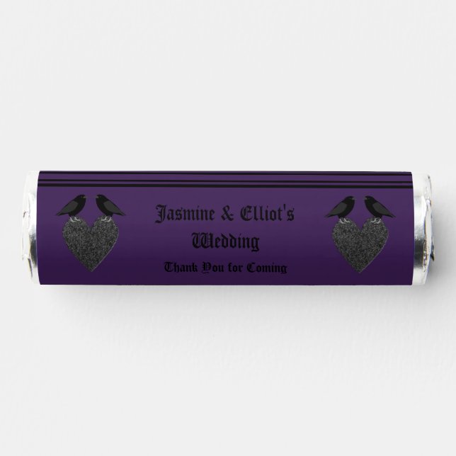 Gothic Ravens and Black Heart Custom Wedding Breath Savers® Mints (Front)