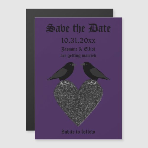 Gothic Ravens and Black Heart Custom Wedding Magnetic Invitation