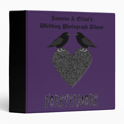 Gothic Ravens and Black Heart Custom Wedding Photo 3 Ring Binder