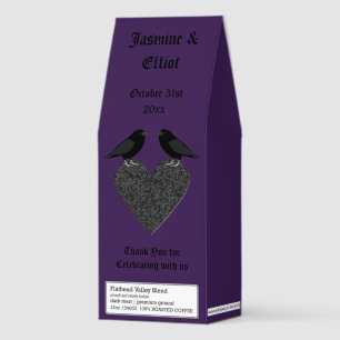 Gothic Ravens and Black Heart Custom Wedding Roasted Coffee