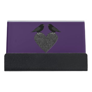 Gothic Ravens and Black Heart Desk Business Card Holder