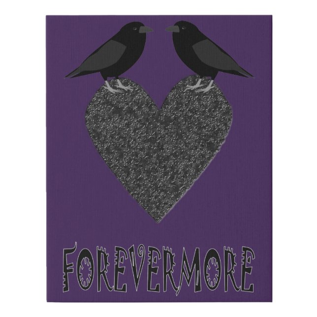 Gothic Ravens and Black Heart Faux Canvas Print (Front)