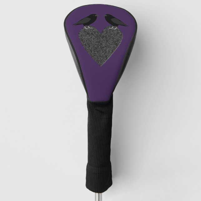 Gothic Ravens and Black Heart Golf Head Cover (Front)