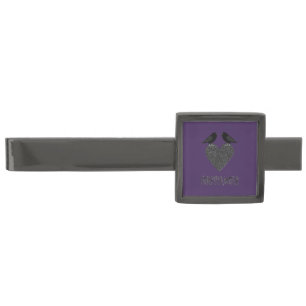 Gothic Ravens and Black Heart Gunmetal Finish Tie Bar