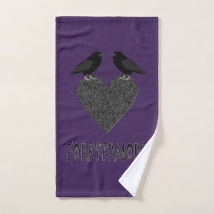 Gothic Ravens and Black Heart Hand Towel