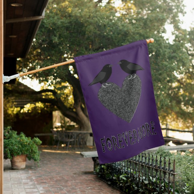 Gothic Ravens and Black Heart House Flag (In SItu)