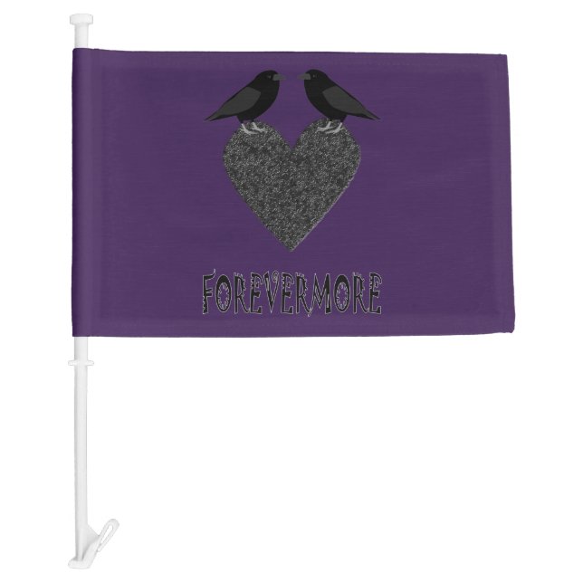 Gothic Ravens and Black Heart Just married Car Flag (Front)
