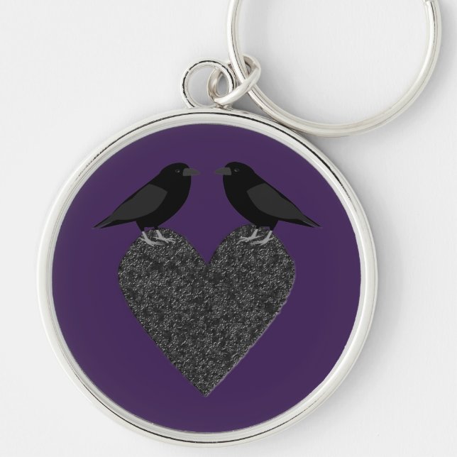 Gothic Ravens and Black Heart Keychain (Front)