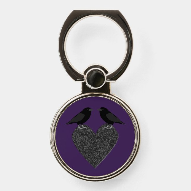 Gothic Ravens and Black Heart Phone Ring Stand (Front)